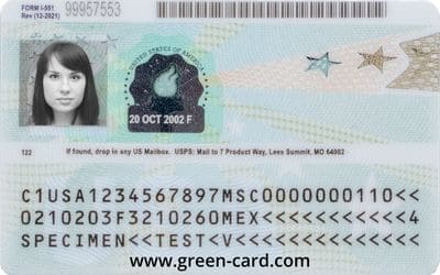 Green Card Design back view